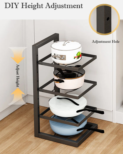 Adjustable Stainless Steel Pot and Pan Organizer – Multi-Layer Kitchen Storage Rack