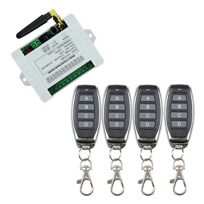 Smart Wireless 4-Channel Relay Switch 12V/24V/36V 10A with 433MHz RF Remote Control