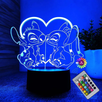 3D Illusion Stitch Night Light with Remote Control and Smart Touch Room