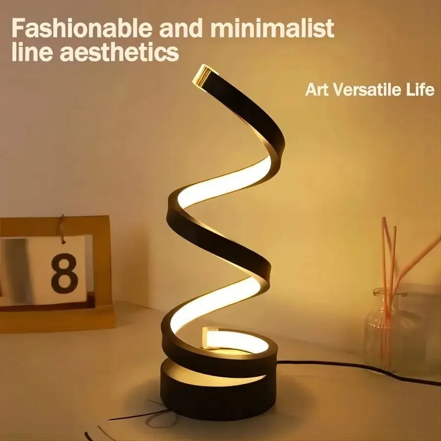 Modern Spiral Dimmable LED Table Lamp – Stylish Nightstand & Bedside Lighting