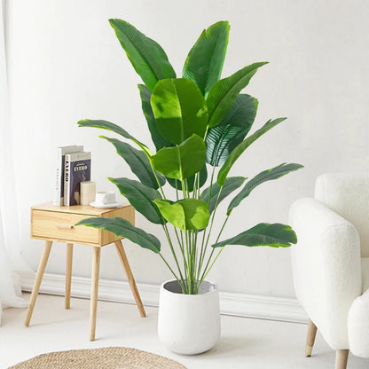 Artificial Tropical Palm Tree with Banana and Monstera Leaves – Realistic Fake Plant for Home, Garden, and Party Décor