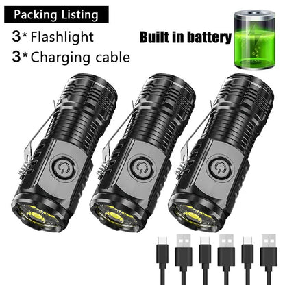 "UltraBeam Mini 3LED Magnetic Pen Flashlight – USB Rechargeable Torch"