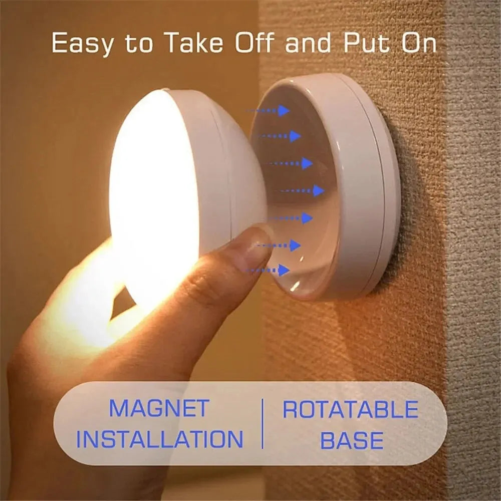 LED Motion Sensor Night Light with USB Charging for Bedside, Cabinet, and Wardrobe Lighting