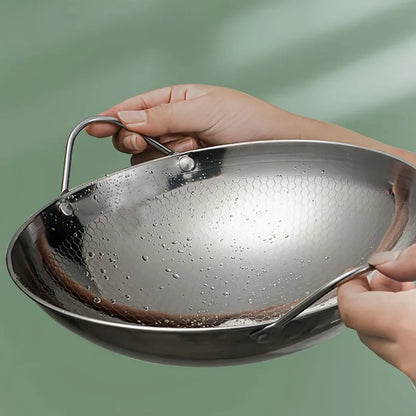 Stainless Steel Honeycomb Non-Stick Skillet with Handle – Scratch-Resistant, Perfect for Pasta, Steak, Porridge & Ramen