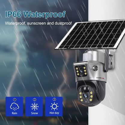 LS VISION 4K 8MP Dual-Lens Solar-Powered Security Camera with 4G/Wi-Fi and PTZ Auto-Tracking