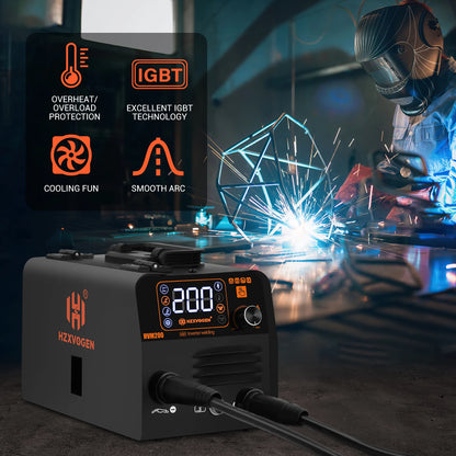 HZXVOGEN HVM200 3-in-1 MIG/TIG/MMA Welding Machine – Gasless & Inverter Welder for Iron Soldering