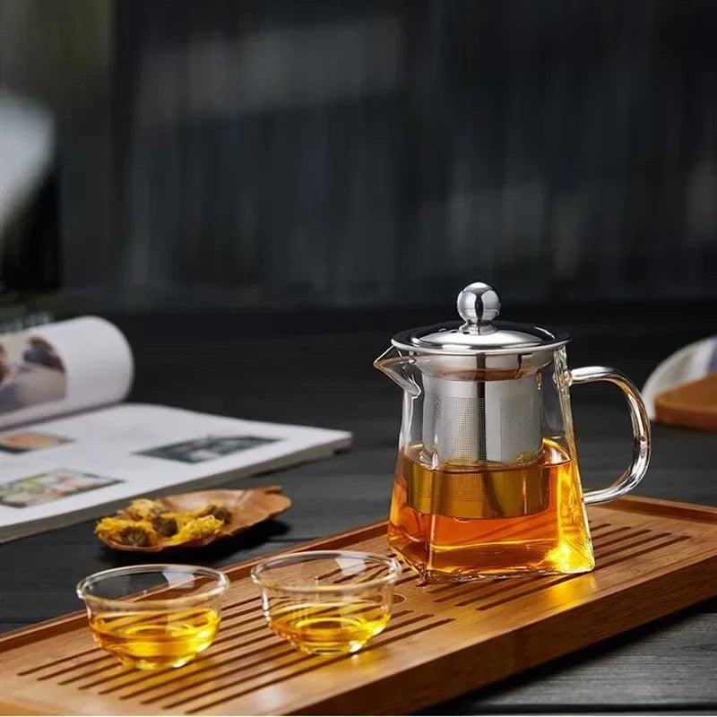 Elegant Glass Teapot with Stainless Steel Infuser – Premium Tea Brewing Set