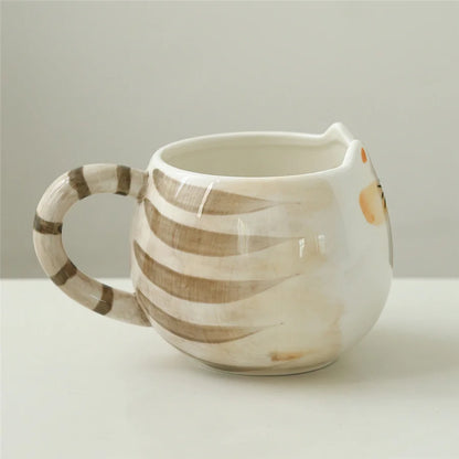 "Cute Ceramic Cat-Shaped Mug – 380ml/13oz for Milk, Coffee, and Water"