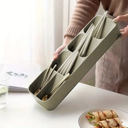 Multi-purpose Compartmentalized Cutlery Organizer Tray for Kitchen Drawers