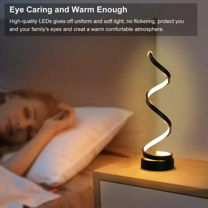 Modern Spiral Dimmable LED Table Lamp – Stylish Nightstand & Bedside Lighting