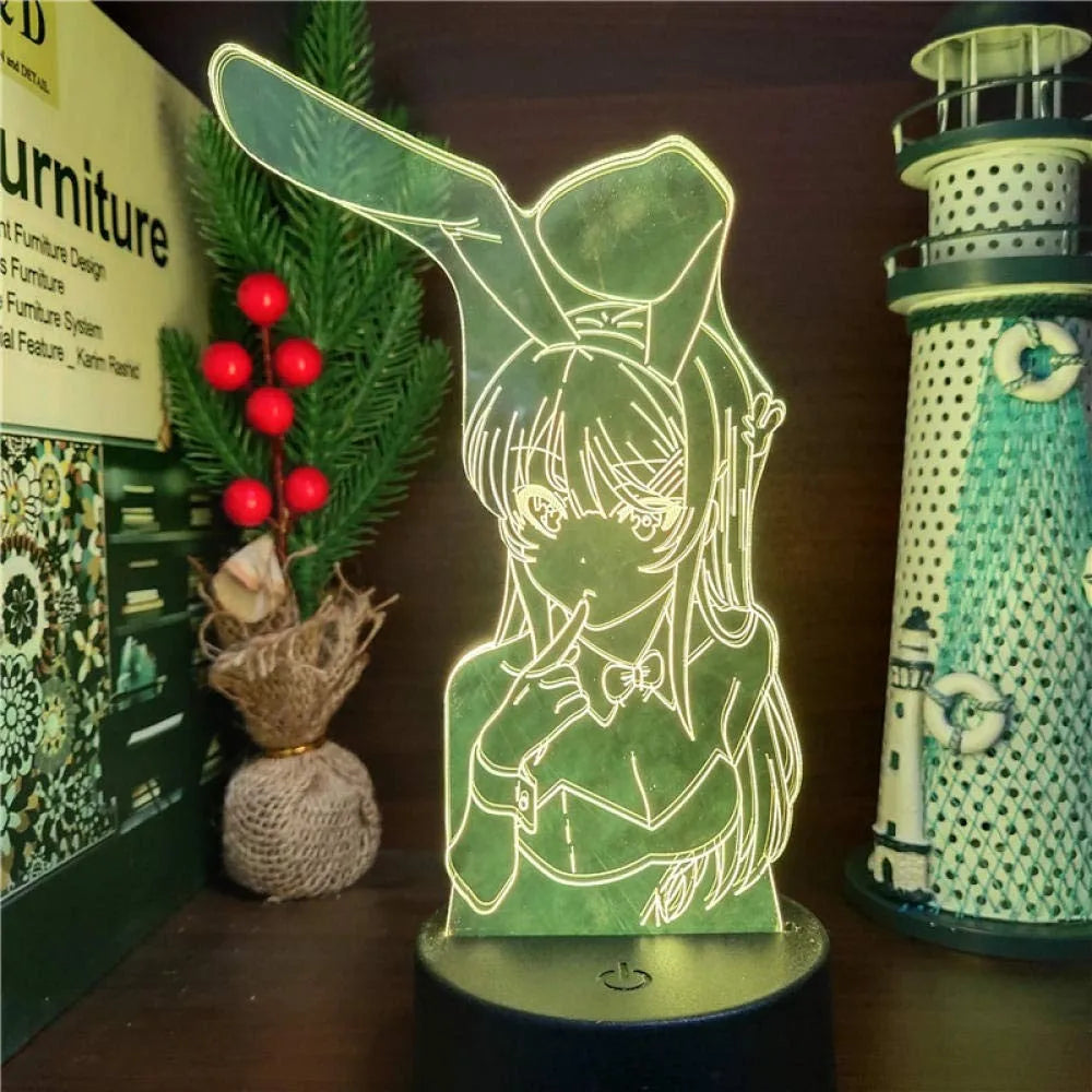 Illusion Anime LED Nightlight - Bunny Girl Senpai Mai Sakurajima Multi-Color Lamp