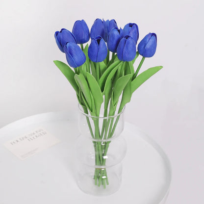 "Artificial Tulip Bouquet, 5/10 Pcs - Realistic PE Flowers for Home, Wedding, and Garden Decor"