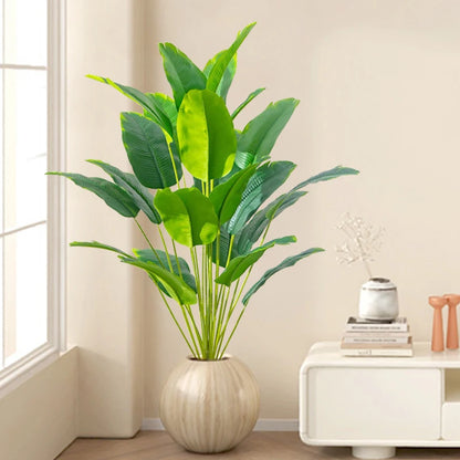 Artificial Tropical Palm Tree with Banana and Monstera Leaves – Realistic Fake Plant for Home, Garden, and Party Décor