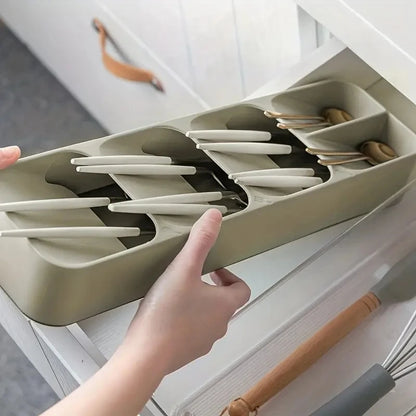 Multi-purpose Compartmentalized Cutlery Organizer Tray for Kitchen Drawers