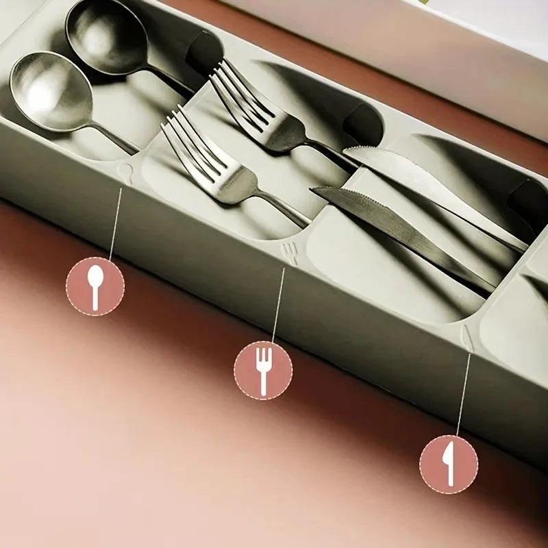 Multi-purpose Compartmentalized Cutlery Organizer Tray for Kitchen Drawers