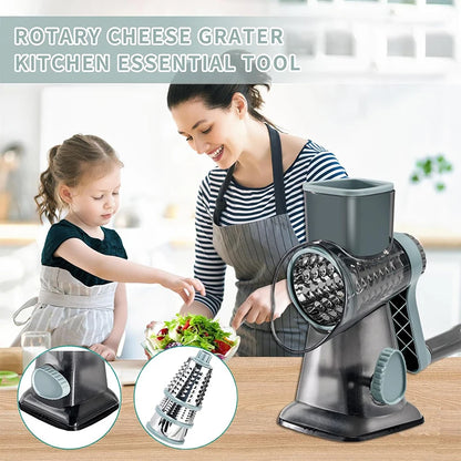 LMETJMA 3-in-1 Manual Cheese Grater and Vegetable Slicer