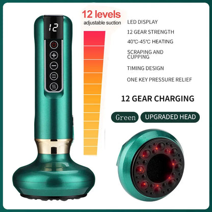 Electric Vacuum Cupping Massager with GuaSha & Infrared Heat for Anti-Cellulite and Body Slimming