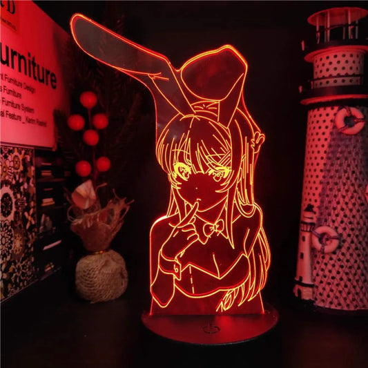 Illusion Anime LED Nightlight - Bunny Girl Senpai Mai Sakurajima Multi-Color Lamp