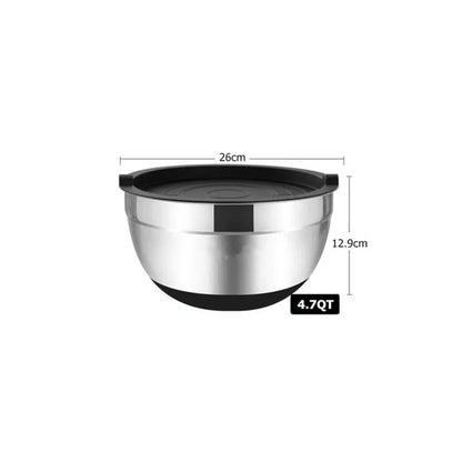 Set of Stainless Steel Mixing Bowls with Lids and Non-Slip Bases for Baking and Storage, LMETJMA JT227