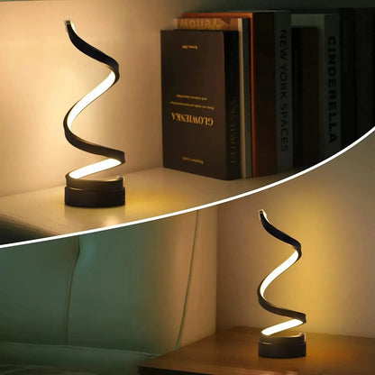 Modern Spiral Dimmable LED Table Lamp – Stylish Nightstand & Bedside Lighting