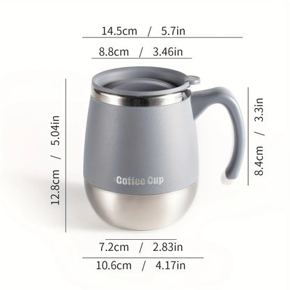 Insulated Stainless Steel Coffee Mug with Lid – Double-Wall Vacuum Thermal Cup for Hot & Cold Drinks, Ideal for Home and Travel