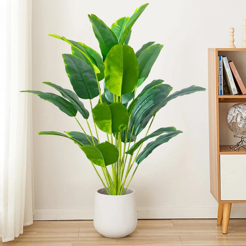 Artificial Tropical Palm Tree with Banana and Monstera Leaves – Realistic Fake Plant for Home, Garden, and Party Décor