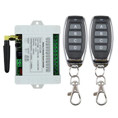 Smart Wireless 4-Channel Relay Switch 12V/24V/36V 10A with 433MHz RF Remote Control