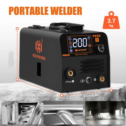 HZXVOGEN HVM200 3-in-1 MIG/TIG/MMA Welding Machine – Gasless & Inverter Welder for Iron Soldering