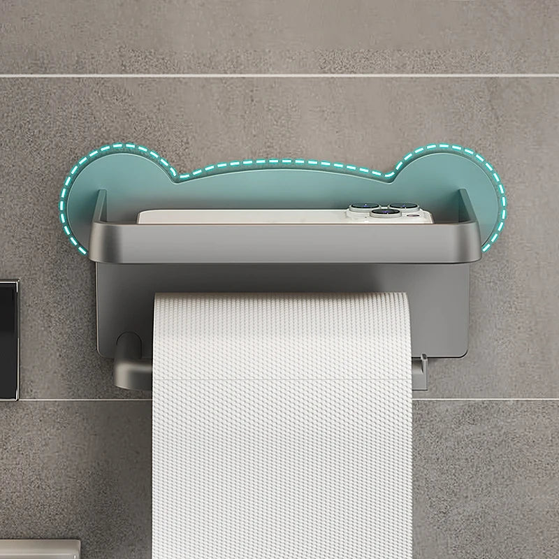 "No-Drill Bathroom Paper Towel Holder – Easy Install Storage Solution"