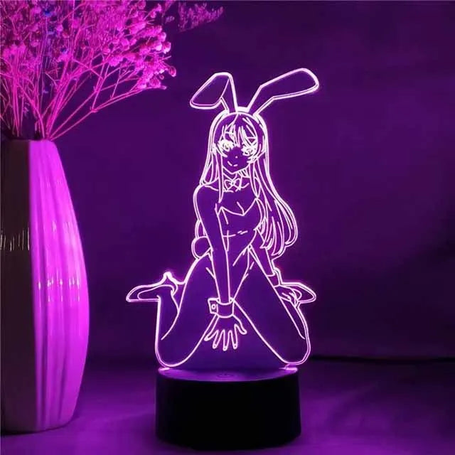 Illusion Anime LED Nightlight - Bunny Girl Senpai Mai Sakurajima Multi-Color Lamp