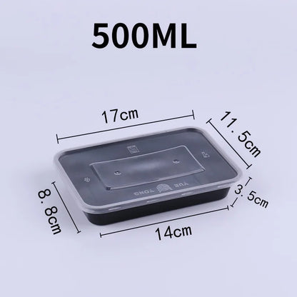 Disposable Black Plastic Food Containers with Lids – For Takeout, Salads, Sandwiches, and Storage"