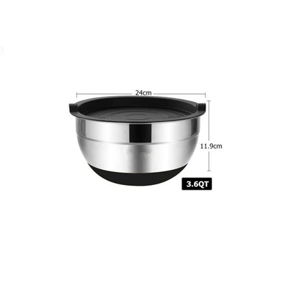 Set of Stainless Steel Mixing Bowls with Lids and Non-Slip Bases for Baking and Storage, LMETJMA JT227