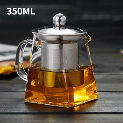 Elegant Glass Teapot with Stainless Steel Infuser – Premium Tea Brewing Set