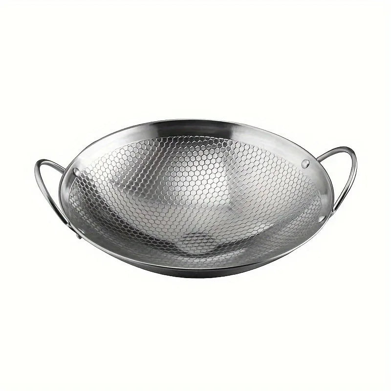 Stainless Steel Honeycomb Non-Stick Skillet with Handle – Scratch-Resistant, Perfect for Pasta, Steak, Porridge & Ramen