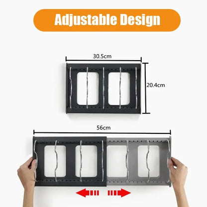 "Expandable Stainless Steel Kitchen Storage Rack – Pot, Pan, Lid & Cutting Board Organizer"