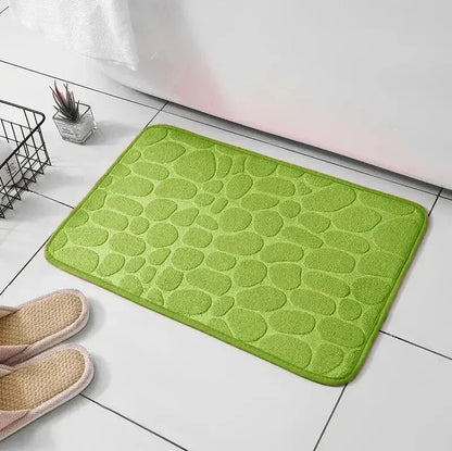 Memory Foam Non-Slip Velvet Cobblestone Floor Mat – Stylish Bathroom & Living Room Carpet