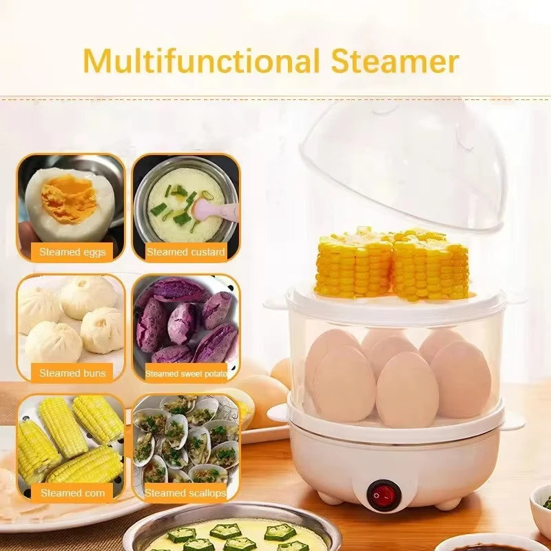 EggMaster Pro: 220V Double-Layer Multifunctional Egg Cooker and Mini Steamer