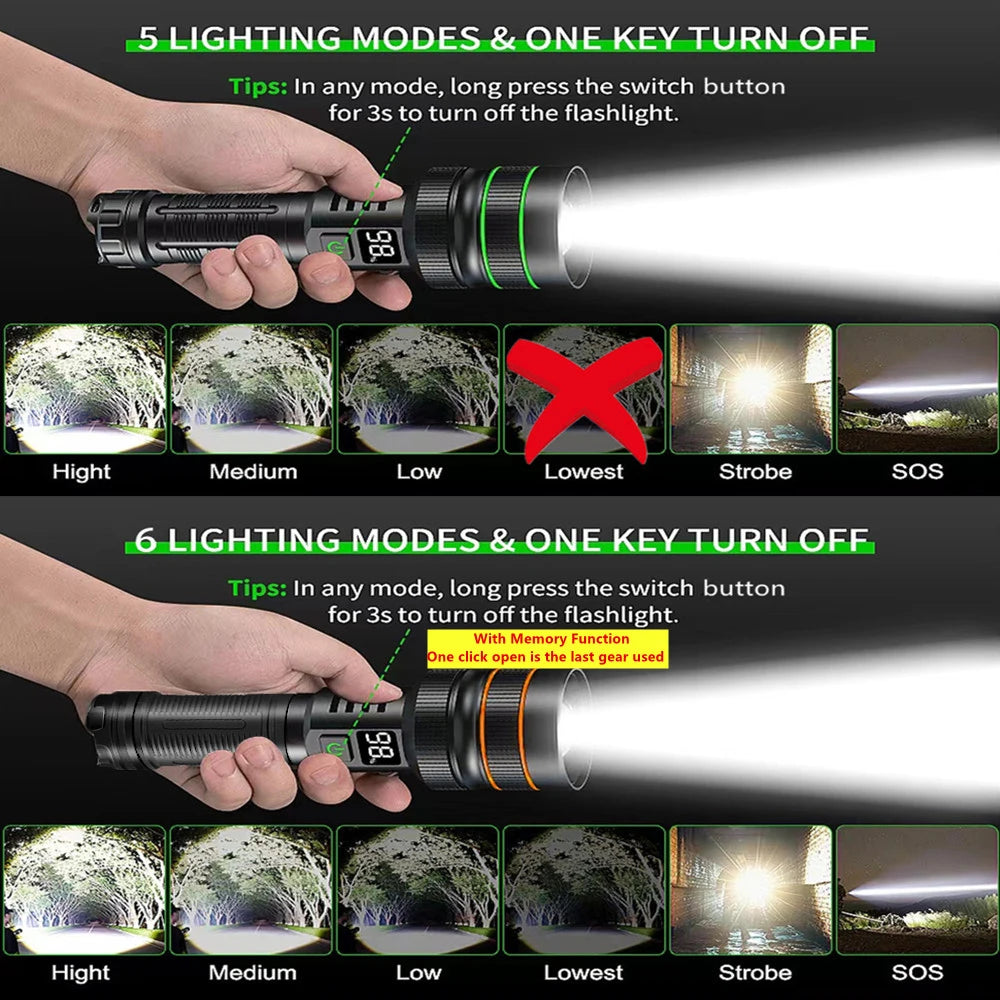 High Power LED Tactical Flashlight Lantern – USB Rechargeable with Super Long Range