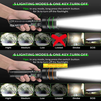 High Power LED Tactical Flashlight Lantern – USB Rechargeable with Super Long Range