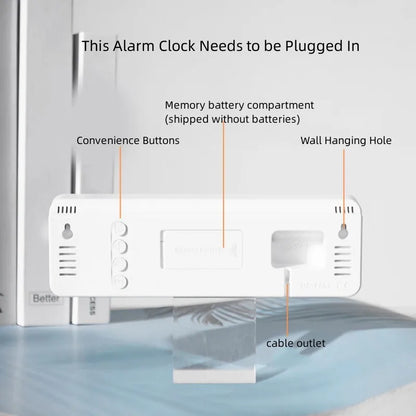 9-Inch Digital Wall Clock with USB Power, Temperature, Humidity, and LED Display