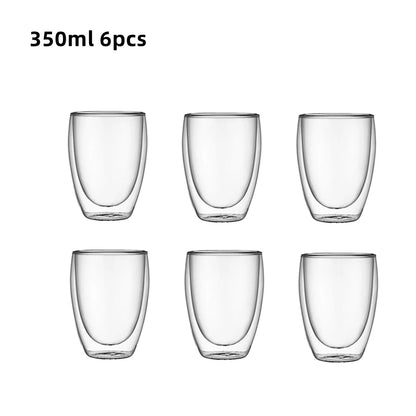 Double-Wall Insulated Glass Espresso Cups Set – Thermal Coffee Mugs for Tea, Juice, Milk, and Lattes"