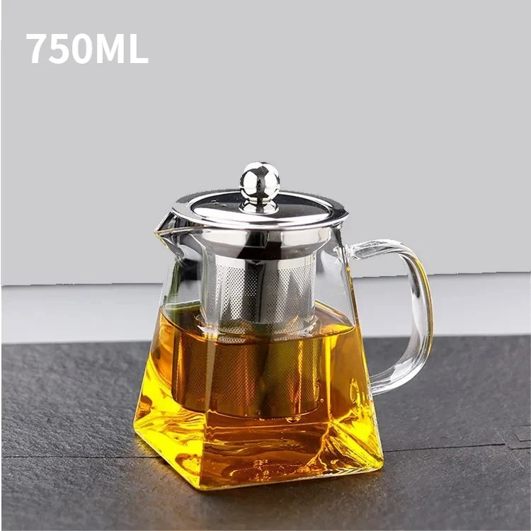 Elegant Glass Teapot with Stainless Steel Infuser – Premium Tea Brewing Set