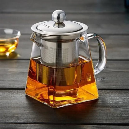 Elegant Glass Teapot with Stainless Steel Infuser – Premium Tea Brewing Set