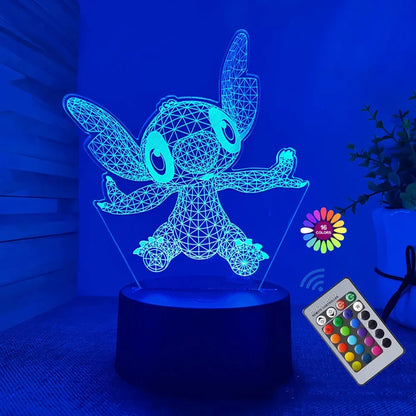 3D Illusion Stitch Night Light with Remote Control and Smart Touch Room