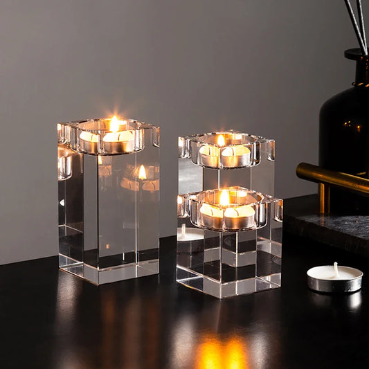 Modern Crystal Glass Candle Holders – Elegant Table Decorations for Dining, Weddings, and Special Occasions