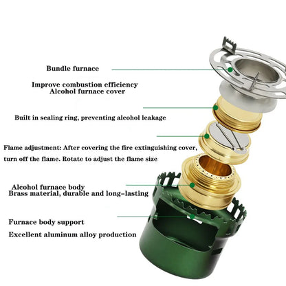 "Portable Mini Alcohol Stove for Camping and Outdoor Cooking"