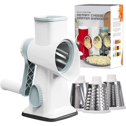 LMETJMA 3-in-1 Manual Cheese Grater and Vegetable Slicer