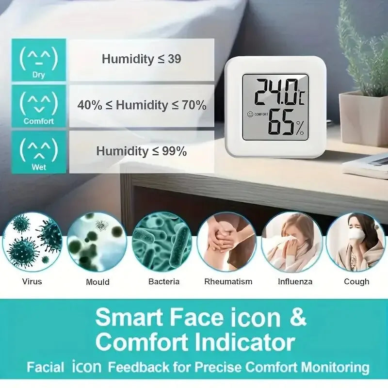 Indoor Mini Temperature and Humidity Meter – Portable Digital Display for Home and Bedroom Use