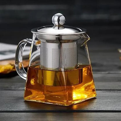 Elegant Glass Teapot with Stainless Steel Infuser – Premium Tea Brewing Set