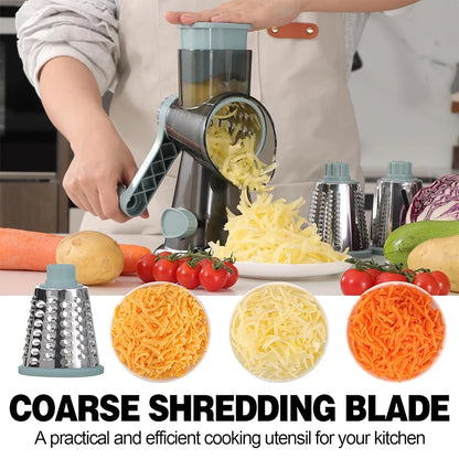 LMETJMA 3-in-1 Manual Cheese Grater and Vegetable Slicer